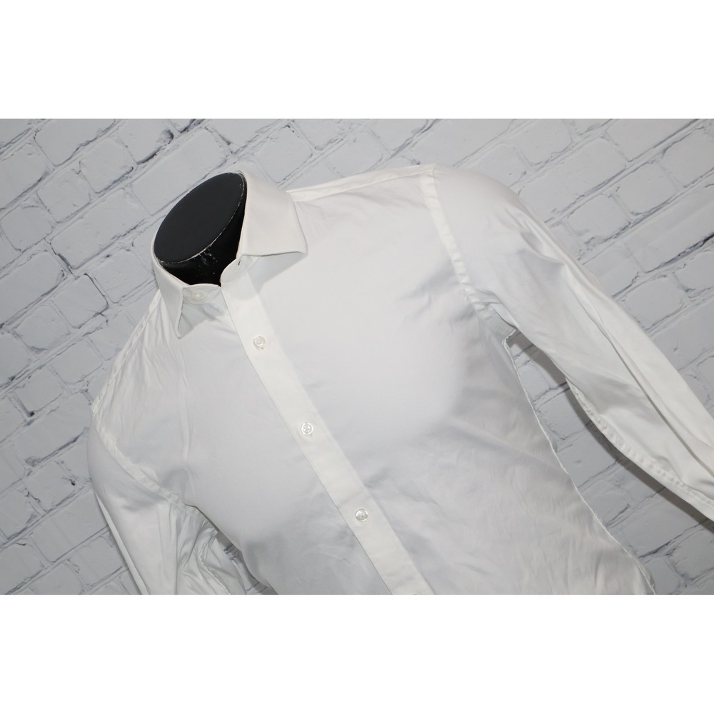 J.Crew Performance Tech Dress Shirt Men Medium Stretch White Slim Fit Button Up